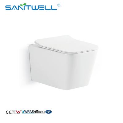 China Hot Sale Antibacterial Bathroom Rimless WC Wall Hung Toilets For Bathroom Products for sale