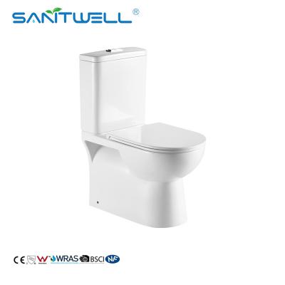 China Chazhou Close Coupled 640mm P Trap Bathroom Rimless Toilet for sale