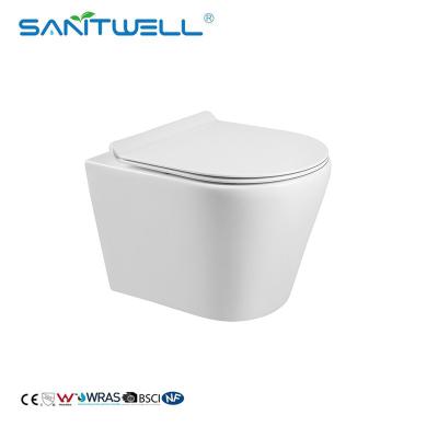China European Standard Ceramic Rimless wall-hung toilet P-trap180mm for sale