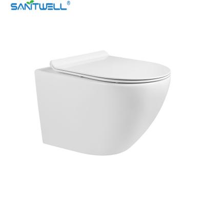 China Rubor sin rebordes de la taza del inodoro blanca del wc del cuarto de baño de Sanitwell SWJ0325 de los modelos de moda de Chaozhou en venta