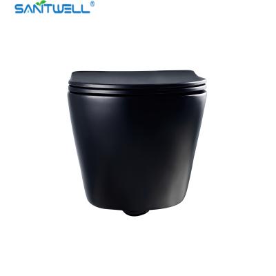 China Der Toilettenschüssel WC des gesundheitlichen Badezimmers der Waren-SWJ0325MB weißes randloses Erröten für europäischen Markt zu verkaufen