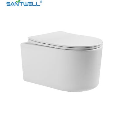 中国 Sanitwell SWJ0425の浴室WCの白い便器の縁なしのフラッシュ 販売のため