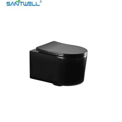 China Sanitwell SWJ0425MB Bathroom wc white toilet bowl rimless flush for sale