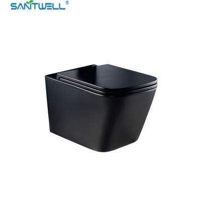 China Wall Hung Toilets Sanitwell SWJ0525MB Bathroom WC white toilet bowl rimless flush for sale