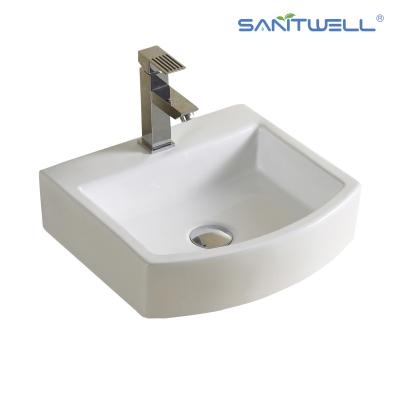中国 AB8299反対の洗面器の容器の流しの洗面器のカウンタートップの超薄い端の浴室の芸術の洗面器の上の陶磁器の洗面器の白 販売のため