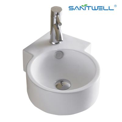 中国 AB8302反対の洗面器の容器の流しの洗面器のカウンタートップの超薄い端の浴室の芸術の洗面器の上の陶磁器の洗面器の白 販売のため