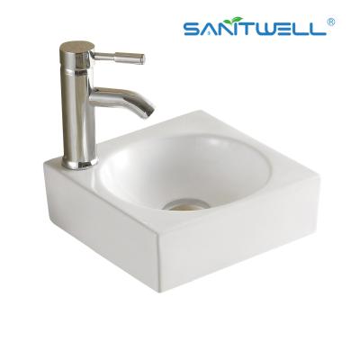 中国 AB8320正方形の形の芸術の洗面器の壁の洗浄反対の洗面器の芸術の上の陶磁器の洗面器手の洗浄は正方形の浴室の洗面器を沈める 販売のため