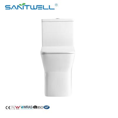 China SWM8608 Rimless Ceramic One Piece Toilet Square Elongated Toilet Bowl Ceramic Single Unit Toilet for sale