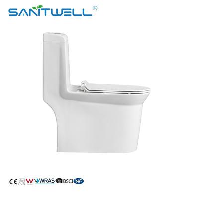 Chine Cuvette des toilettes d'une seule pièce en céramique moderne d'articles sanitaires populaires pour la toilette d'une seule pièce en céramique sans monture de la salle de bains SWM8610 à vendre