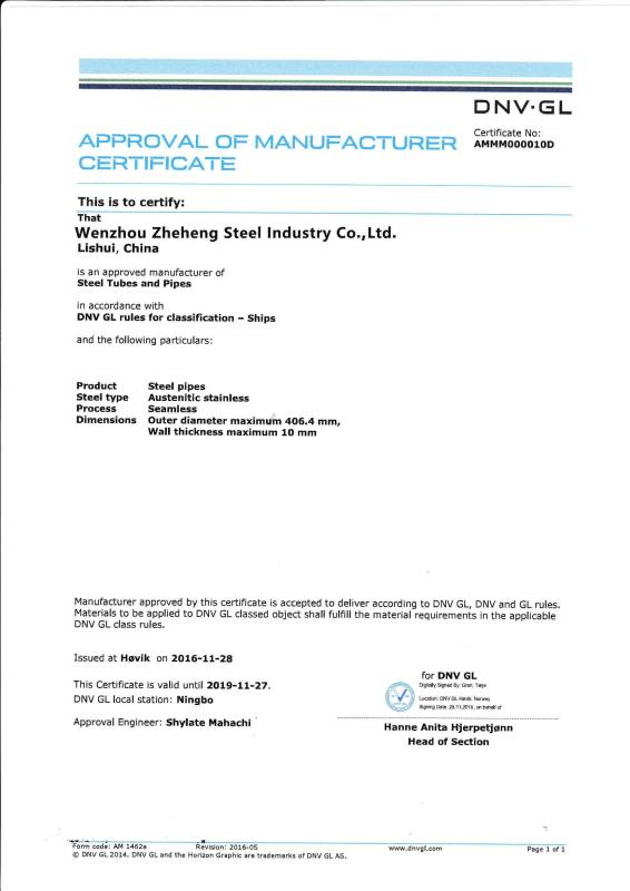 DNV - Wenzhou Zheheng Steel Industry Co.,Ltd