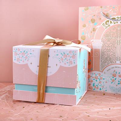 China Pink gift box fairy design white cardboard birthday exquisite gift box packaging customizable box for sale