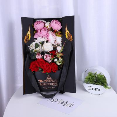 China Black Empty Valentines Cardboard Flower Boxes Wholesale OEM for sale