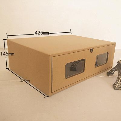 China Kraft Drawer Cardboard Clothing Packaging Corrugated Shoe Box With Partial Window for sale