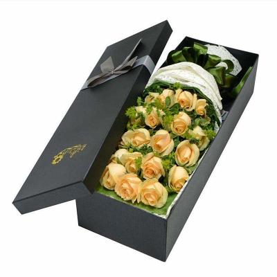 China Black Customized Color Printed Luxury Cardboard Paper Flower Rose Pack Box Bags Valentine'S Day Gift Packaging for sale