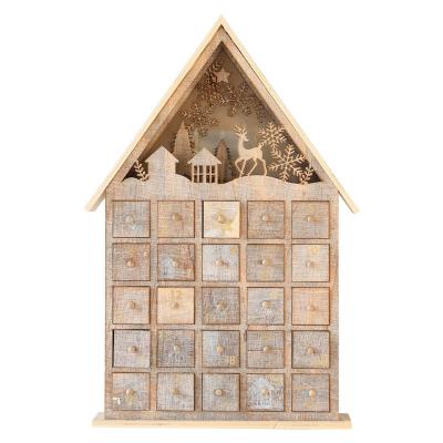 China Calendario que cuenta la caja de regalo decorativa de la casa de la Navidad de la caja de almacenamiento de madera en venta