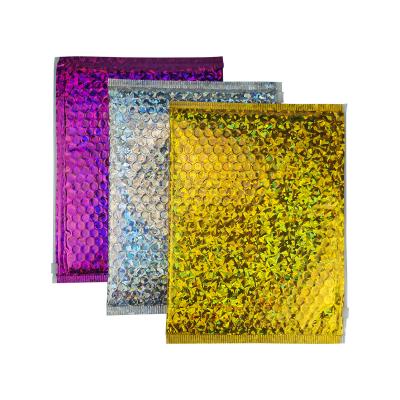 China Waterproof Poly Holographic Bubble Mailers Bags Self Adhesive For Express Shipping for sale