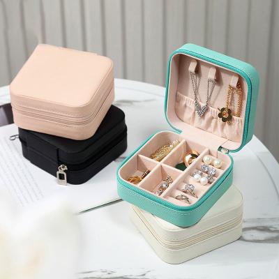 10x10X Suede Jewelry Box With Zipper Travel Organizer For Rings