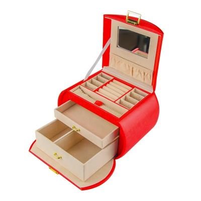 China 3Layer Jewelry Gift Boxes Bulk PU Leather Ring Necklace Box Organizer OEM for sale