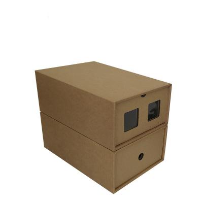 China Thick Kraft Paper Folding Drawer Style Gift Box Transparent Window for sale