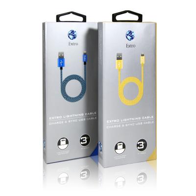 China Recycled Foldable Electronic Data Cable Packaging Box With Plastic Handle for sale