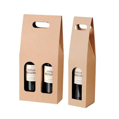 China Brown Corrugated Paper Wine Packaging Gift Box With Handle for sale