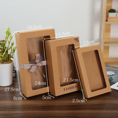 China Decorative Window Scarf Gift Box Kraft Paper Bag With Bow Glossy Lamination for sale