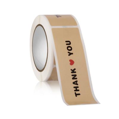 China Customzied Thank You Sticker Roll Self Adhesive Label Roll For Gift Packaging for sale