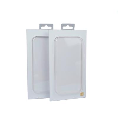 China Custom Logo Printed Phone Case Packaging Box White Cardboard Paper Boxes With Clear Pvc Window à venda