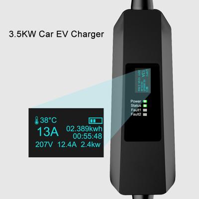 중국 3.5 kw 16A LCD 차량 EV 충전기 주유소 IP55 뉴 에너지 cE IEC 80V~250V 판매용