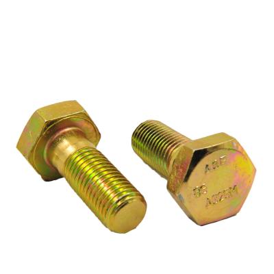 China Yellow Zinc Trivalent Chromium C1045 A325 Structural Hex Bolt Cold Forged for sale