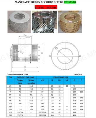 Китай Относительно конструктивных размеров всасывающей сетки B125 Cb * 623-80 и круглой всасывающей сетки продается