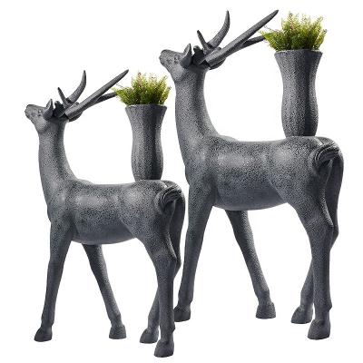 China Large Outdoor Indoor Animal Garden Statues Fiberglass Deers Shape Flower Pot  ODM ISO9001 for sale