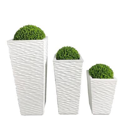 China Eco Friendly Elegant FRP Square Flower Pots Large Modern Fiberglass Planter Decor Vase for sale
