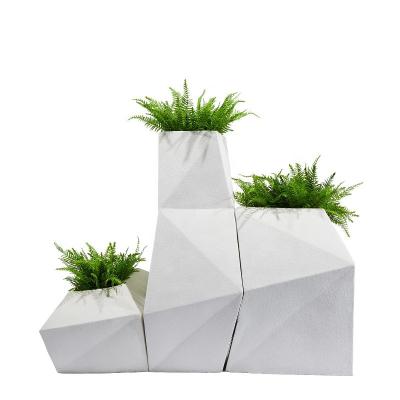 China Nordic Geometric FRP Flower Pots Outdoor Indoor Large Planter Fiberglass Plant Pots for sale