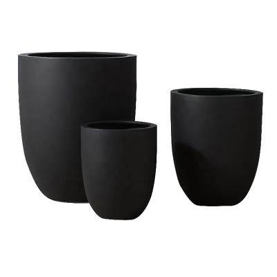China Round Carved Fiber Clay Flower Pots / Large Fibreglass Plant Pots Outdoor Decor for sale