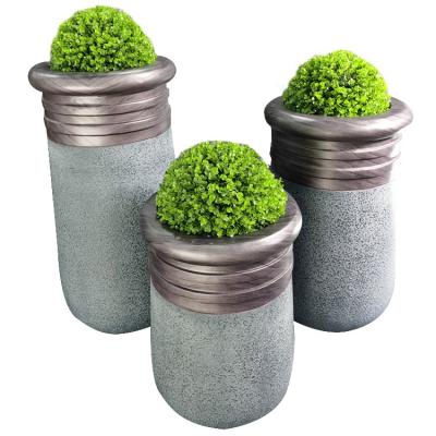 China Lightweight FRP Flower Pots Outdoor Garden Concrete Planters for sale
