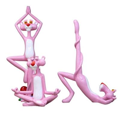 China FRP Pink Leopard Statue Mall Decoration Cartoon Big Outdoor Statues Customized for sale