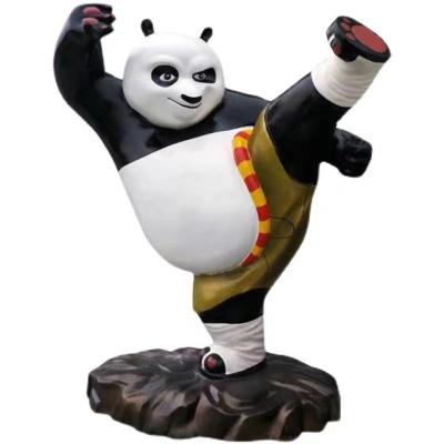 China Fiberglass Kung Fu Panda Statue Indoor Hand Carving Resin Cartoon Sculpture for sale