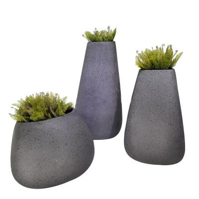 China Solid Fibreglass Plant Large Green Planter Pots For Hotel Decoration 3pcs/Set  49*45*90cm for sale