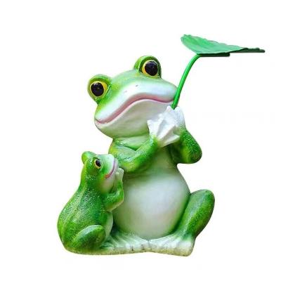 China Handmade Frog Fiberglass Garden Statues Cartoon Resin Animal Model for sale