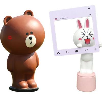 China Brown Bear FRP Sculpture Large Shopping Mall Modern Resin Rabbit Statues for sale