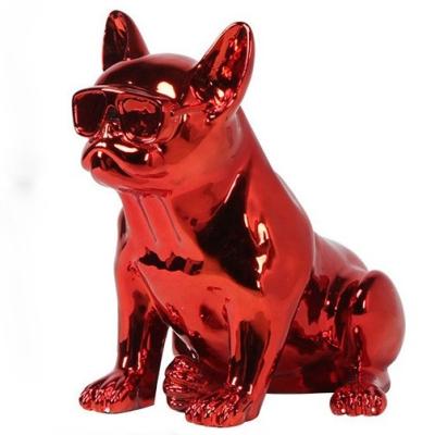 China Plating French Bulldog Garden Statue Resin French Dog Sculpture For Shopping Mall for sale