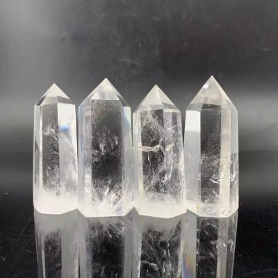 China Rock Crystal Gemstone 6 Faceted Clear Quartz Point wand for sale