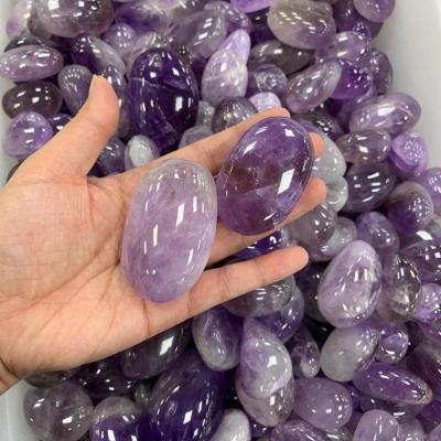China Polished Furnishing Articles Purple Crystal Amethyst Yoni Egg for sale