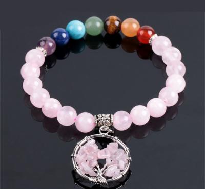 China energy Women Rose Quartz Chakra Healing Bracelet for sale