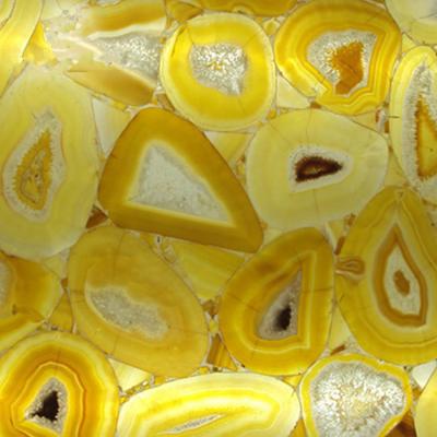 China Transparent Yellow 20mm Backlit Countertop Agate Stone Slab for sale
