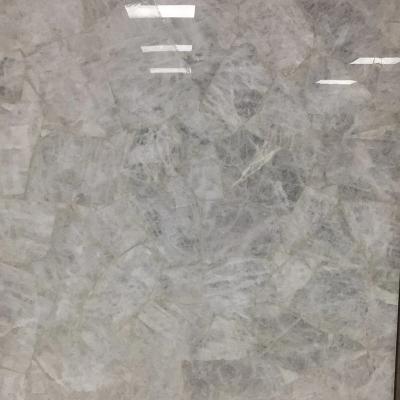China White 25mm Rock Clear Quartz Crystal  Agate Stone Slab for sale
