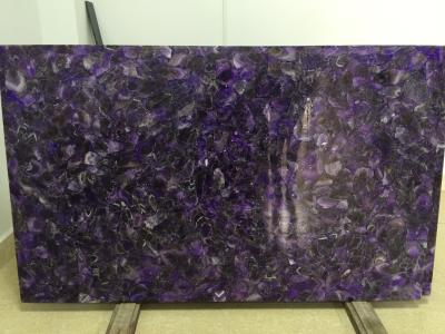 China Tabletop 30mm Crystal Purple Amethyst Agate Stone Slab for sale