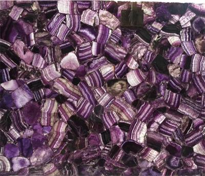 China Coffee Houses 25mm Purple Crystal Quartz Rainbow Fluorite Slab for sale