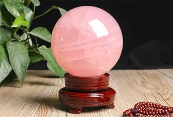 China Natural Pink Rose Quartz Magic Sphere Ball ODM for sale
